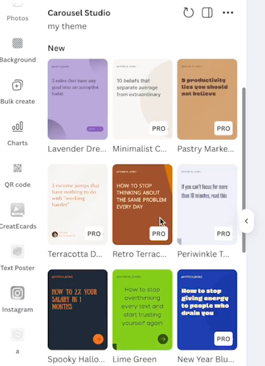 Screenshot of how to choose from multiple layout options.